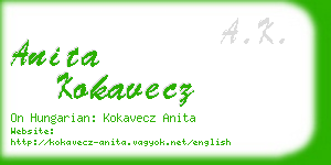 anita kokavecz business card